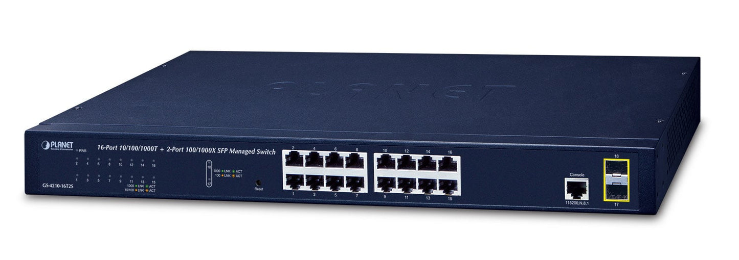 Switch Administrado SFP de 16 Puertos 10/100/1000T + 2 Puertos 100/1000X