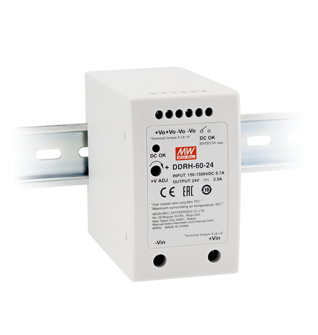 Conversor DC-DC entrada 150 a 1500VDC 60W DDRH-60 - 12V