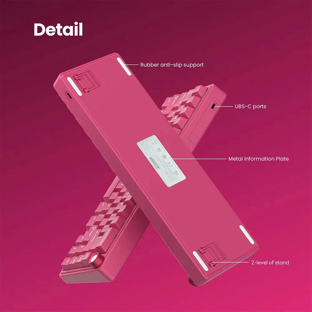 Teclado mecánico RK R65 Berry Red formato 65% en español con iluminación RGB de Royal Kludge