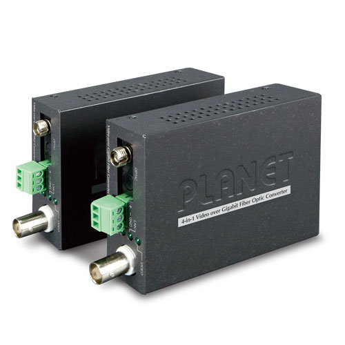 VF-102G-KIT Kit de video 4 en 1 de 1 canal sobre fibra Gigabit (VF-102G-T + VF-102G-R) - 1310nm Tx / 1550nm Rx