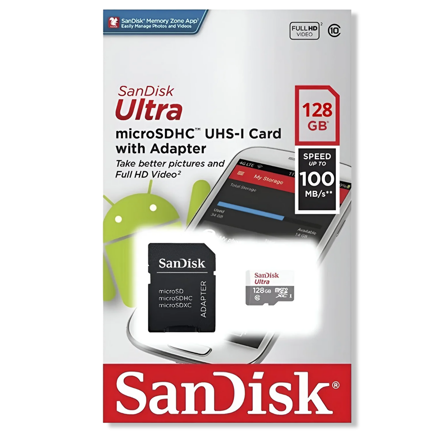 Tarjeta de Almacenamiento MicroSD 128GB marca Sandisk