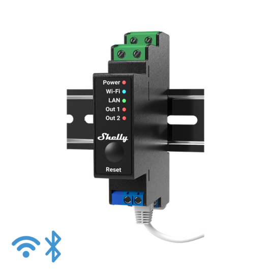 Relé Inteligente Profesional Riel DIN de 2 Canales con Power Meter Contacto Seco
