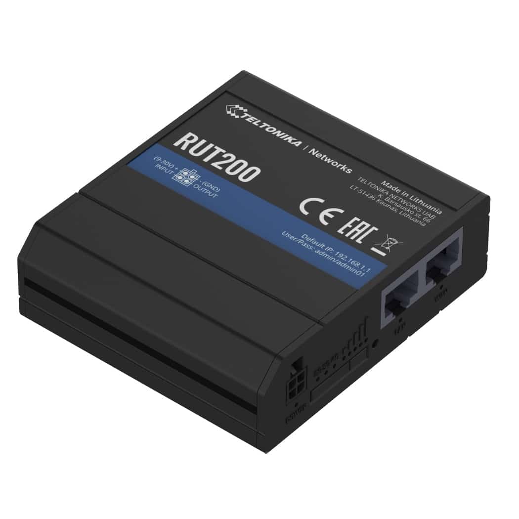 Enrutador de Datos Móvil Industrial 2G/3G/4G Categoría 4 Teltonika RUT200 con Conectividad WiFi
