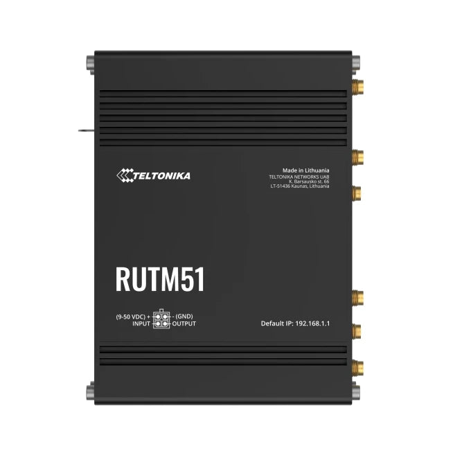 Dispositivo enrutador celular de uso industrial con tecnología 5G modelo RUTM51 Teltonika incluye conectividad WiFi