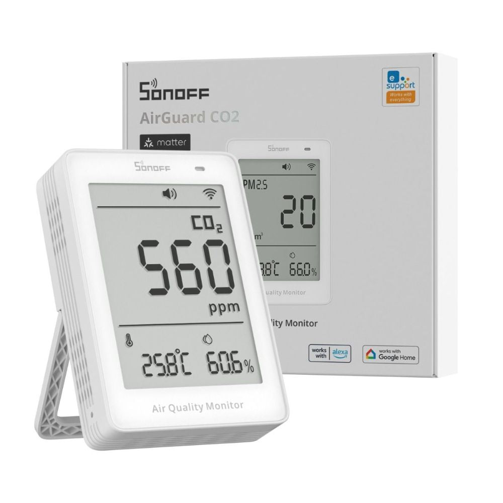Dispositivo de Vigilancia de la Composición Atmosférica CO2 con Conectividad WiFi Matter – Sonoff AirGuard SAWF-08P