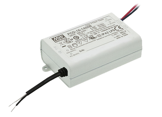 Driver LED plástico PFC 16W PCD-16 - 90 a 135VAC - 1050mA (comúnmente usado)