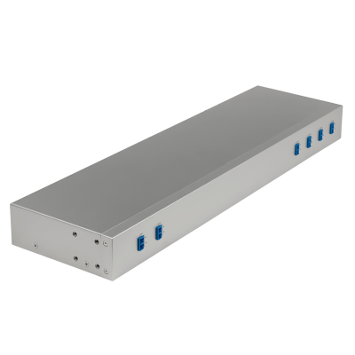 DEMU-4. Demultiplexor UI Mux/Demux de 4 canales LC/UPC 1270-1330 nm con puertos 1-COM y 1-MON, modelo UACC-CWDM-4
