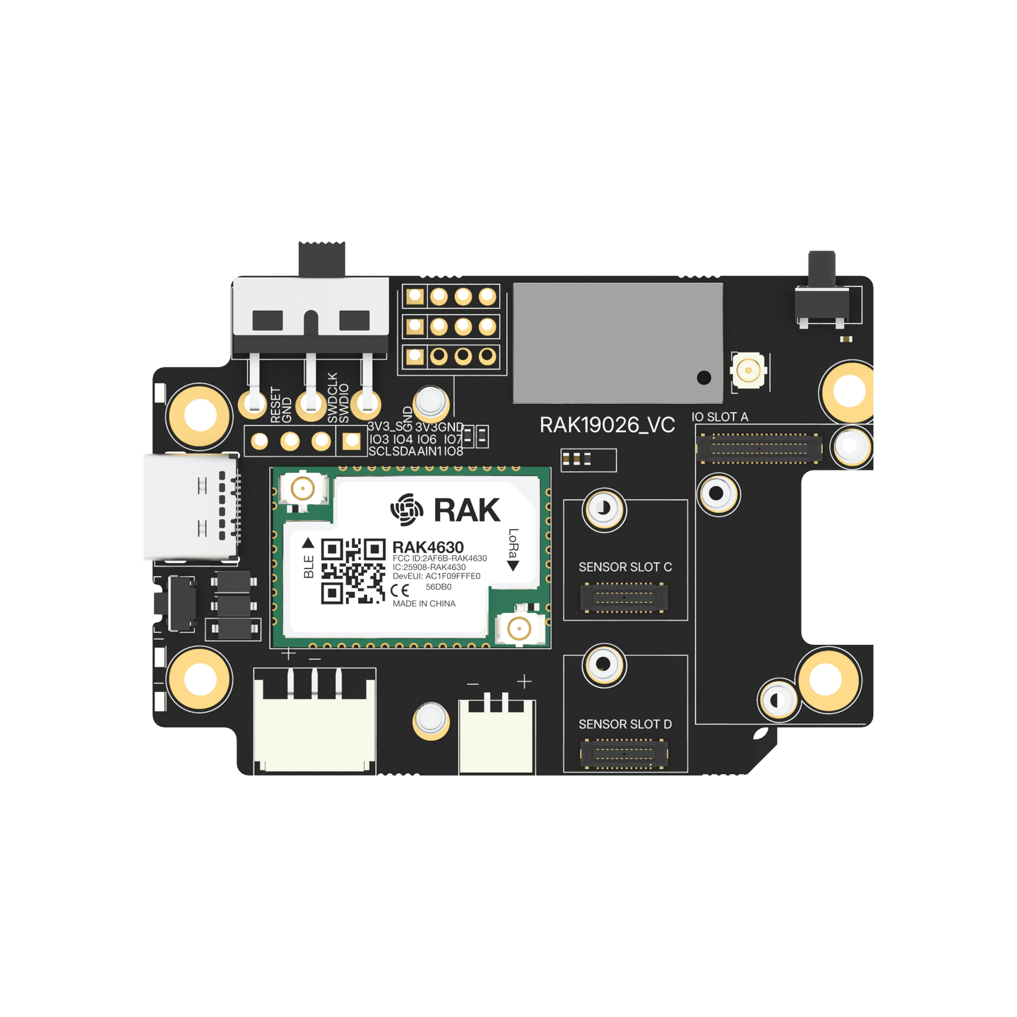 WisMesh BaseBoard RAK19026 con GNSS y sensor de movimiento - Con OLED montado