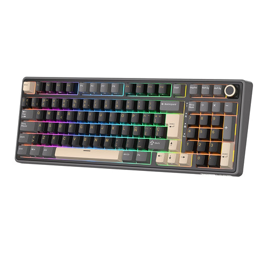 Teclado de Switches Mecánicos Royal Kludge RK R98 Pro Phantom con Distribución de 98 Teclas, Idioma Español, Iluminación RGB, Switches Cream Intercambiables en Caliente y Conexión USB-C