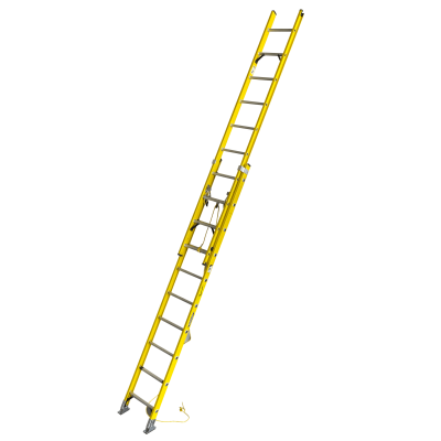 ESFA-420. Escalera extensible de fibra de vidrio de 3 a 6,3 metros, capacidad de 140 kg, con 20 peldaños.