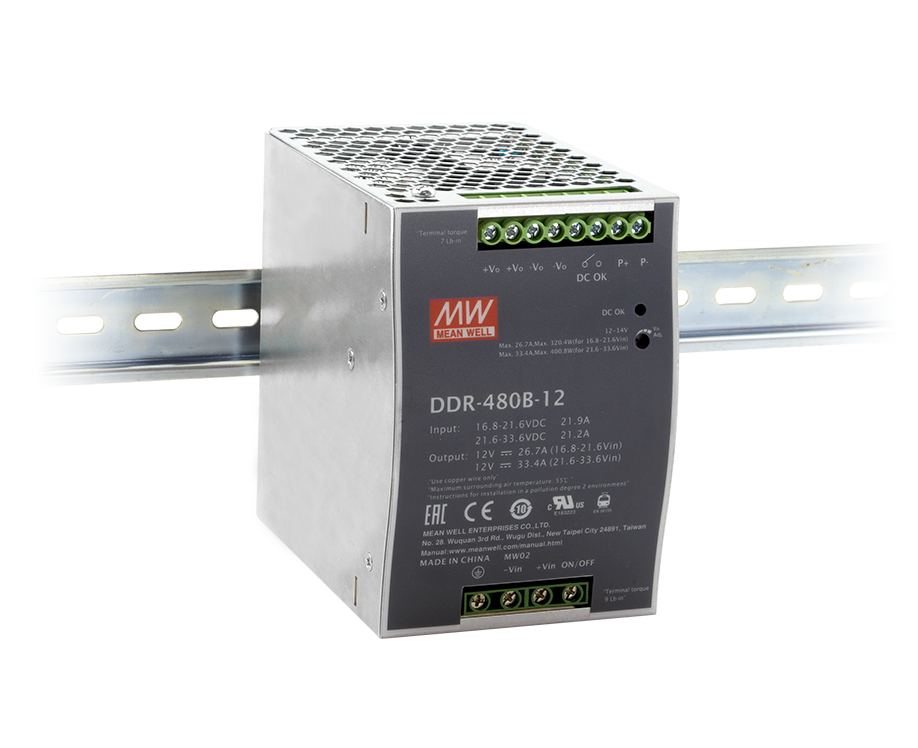 Conversor DC-DC riel DIN 480W DDR-480 - 33.6 a 67.2VDC - 24V