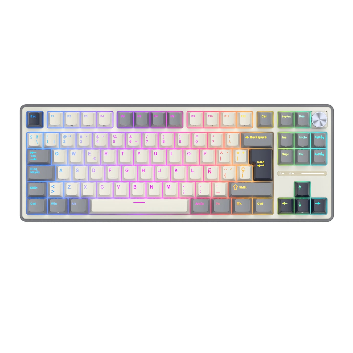 Teclado de Escritura Electromecánico RK R87Pro Semitamaño Gris 80% Idioma Español Pulsadores Rectos – Royal Kludge