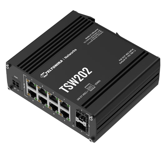 Conmutador de Red Industrial con Alimentación PoE Teltónika TSW202