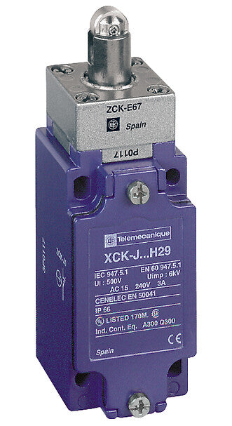 Limit switch, steel roller plunger reinforced, 1NC+1 NO, snap, M20