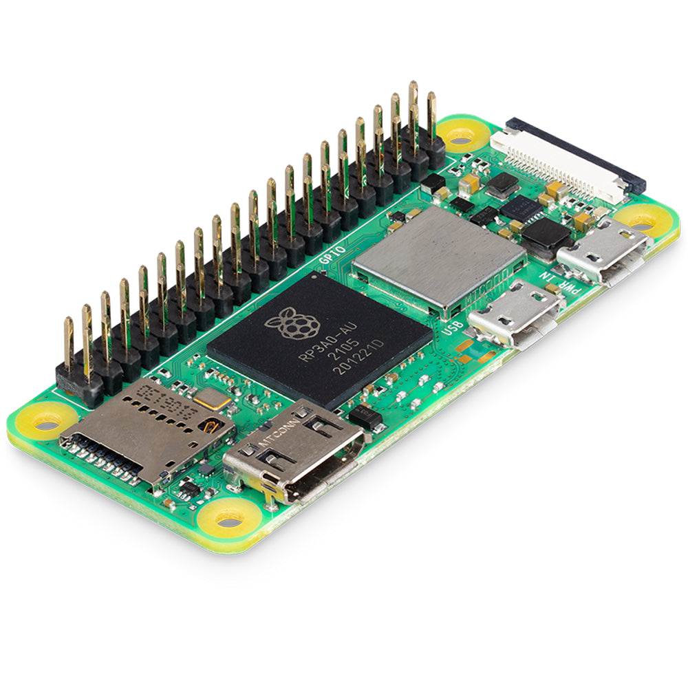 Placa Raspberry Pi Zero 2 W equipada con conectores soldables