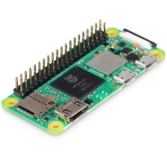 Placa Raspberry Pi Zero 2 W equipada con conectores soldables