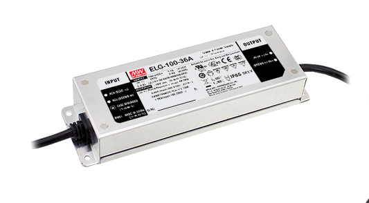 Driver LED carcasa metálica voltaje PFC opcional DALI 100W ELG-100 - 42V - AB - Ajuste Potenciómetro (Io) + 3 en 1