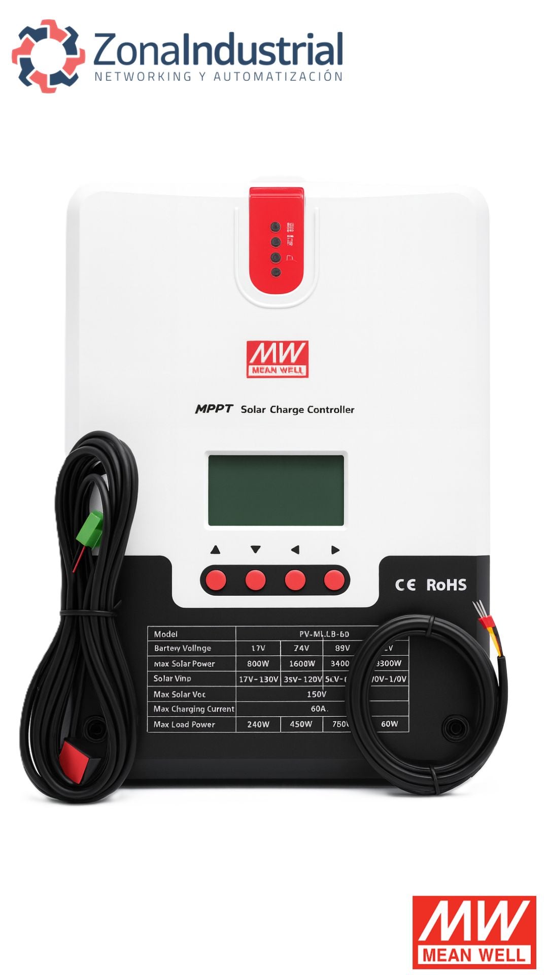 Controlador de carga solar MPPT 60A, voltajes 12,24,36,48V Serie PV-ML
