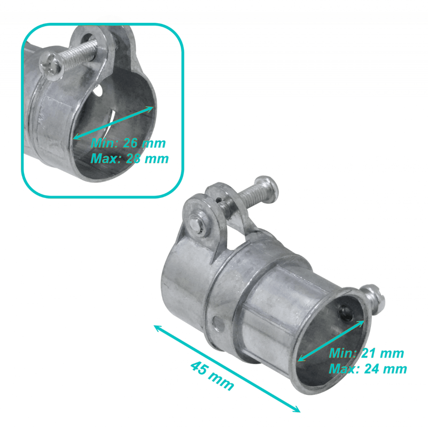 MEMT34P Adaptador metálico de unión para tubo EMT de 3/4 pulgada a conduit flexible 21-24/26-28mm