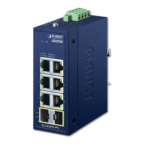 Switch Industrial PROFINET 6 Puertos Gigabit + 2 SFP Fibra PLANET IGS-820TF-PN