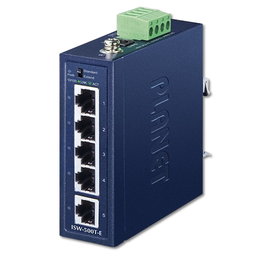 Switch Industrial Compacto 5 Puertos Fast Ethernet 10/100 PLANET ISW-500T-E