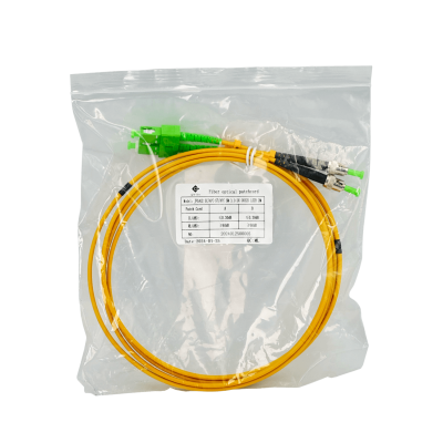 JFSAU2. Cable de interconexión de fibra óptica monomodo dúplex SC/APC a ST/APC de 2 metros, núcleo de 9/125 µm y cubierta de 3 mm