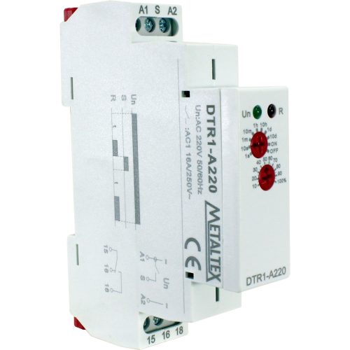 Temporizador analógico retardo de energización multitiempo serie DTR - 220VAC - DPDT (2 Reversible)