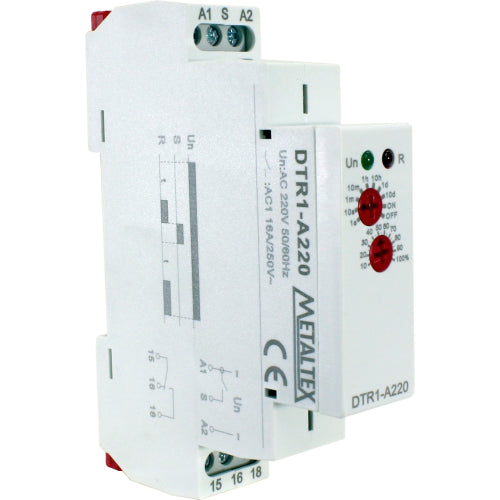 Temporizador analógico retardo de energización multitiempo serie DTR - 12 a 240VAC/DC - DPDT (2 Reversible)