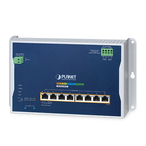 Conmutador Ethernet gestionable de montaje en pared WGS-4215-8P2X, L2+ industrial, 8 puertos 10/100/1000T 802.3at PoE + 2 puertos 10G SFP+
