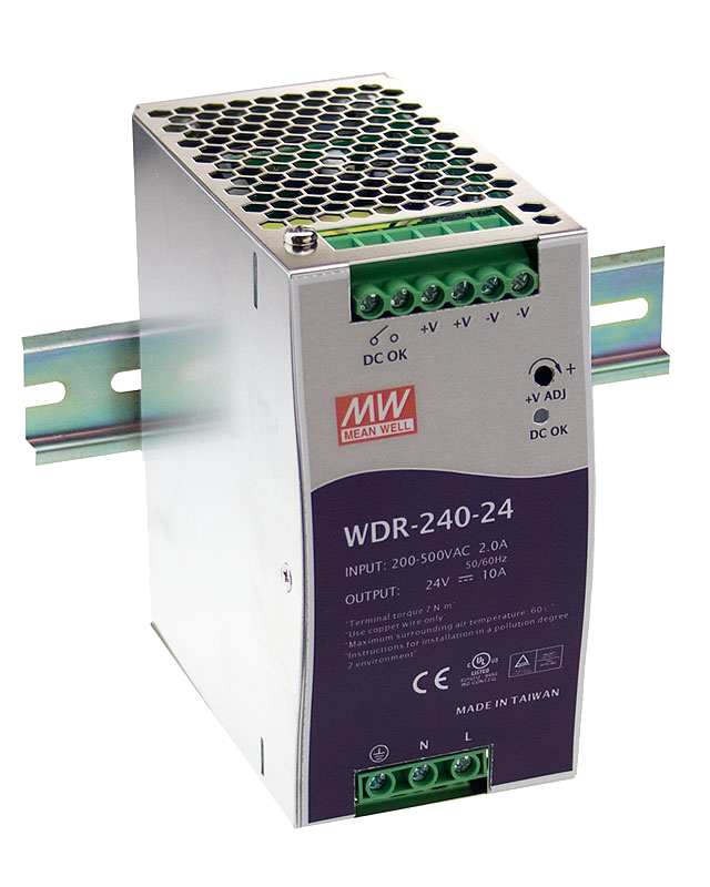 Fuente de poder Riel DIN Bifásica 240W WDR-240 - 24V