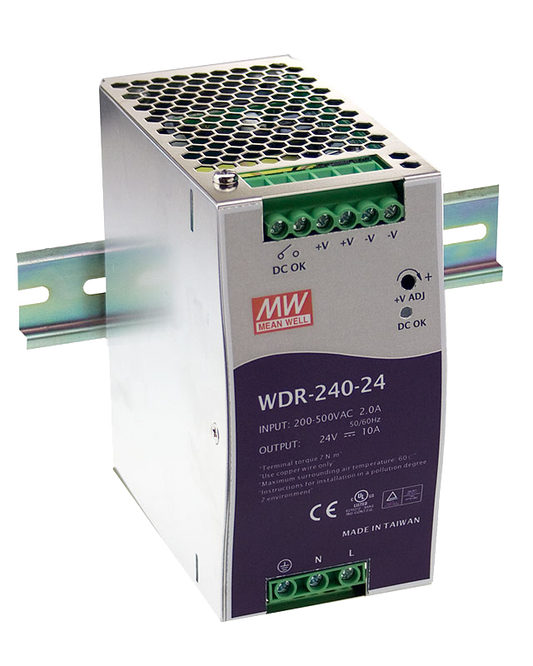 Fuente de poder Riel DIN Bifásica 240W WDR-240 - 24V