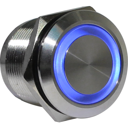 Botón antivandálico retentivo iluminado 22mm 110V azul Serie AVI-R