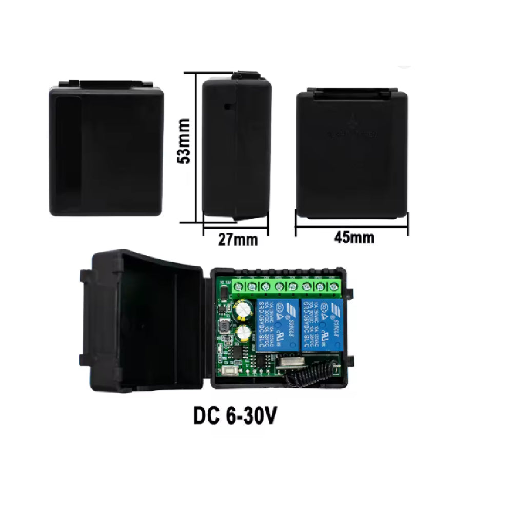 Tarjeta Controladora de Relé Doble 6-30V DC con Mando Inalámbrico RF 433Mhz