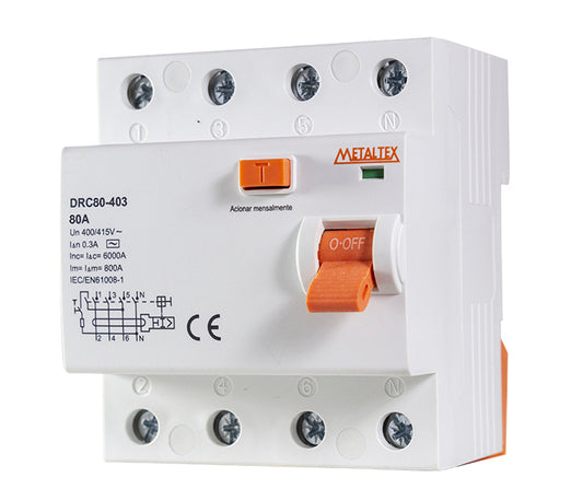 Interruptor Diferencial Bipolar - 30mA/300mA 80A - 4 Polos - 300mA