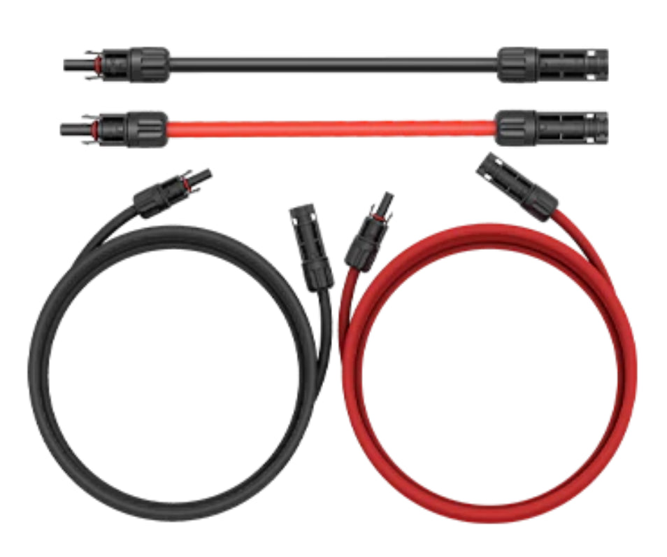 Cable solar 6mm² pre ensamblado rojo y negro conectores MC4 - 20 metros