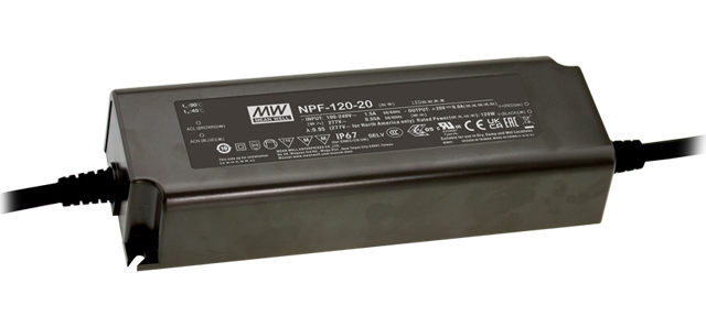 Driver LED plástico voltaje PFC IP67 120W NPF-120 - 36V