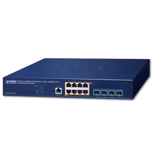 Switch Administrable Layer 3 8 Puertos 2.5G PoE++ + 4 Puertos 10G SFP+ PLANET MGS-6311-8UP4X