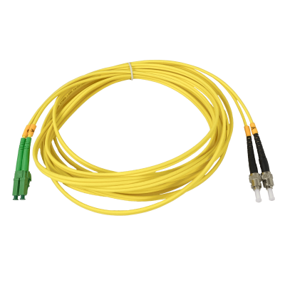 JFSBT5. Cable Pigtail de Fibra Óptica Monomodo SM Dúplex LC/APC a ST/UPC de 5 metros, 3.0 mm, 9/125 µm