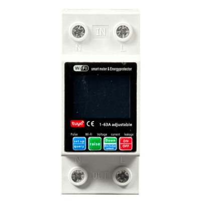 AUTO-WIFI-63A. Interruptor automático WiFi de 63 A, rango de voltaje ajustable 150-300 V y corriente regulable de 1 a 63 A