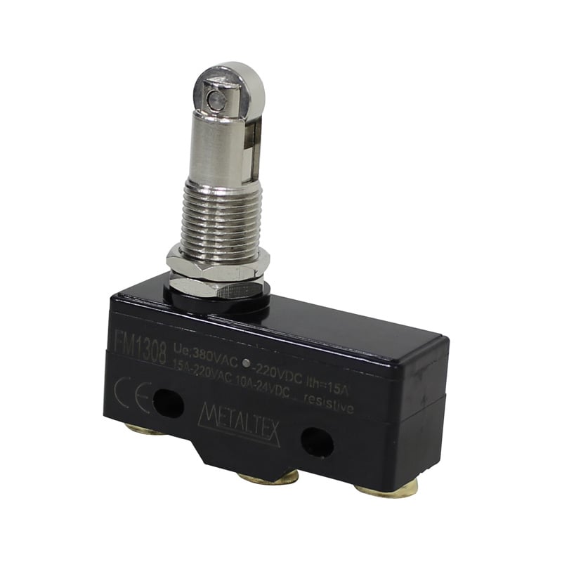 Fines de carrera plástico15A/250VCA SPDT serie FM1 - Pistón con mini roldana