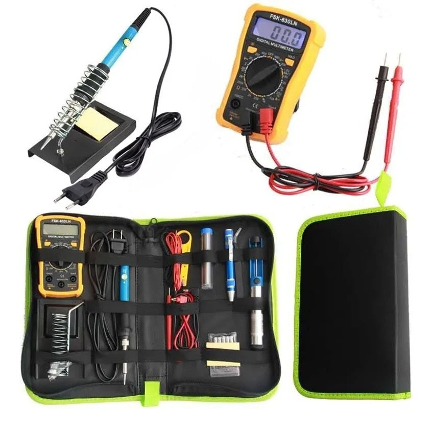 Conjunto Soldador Eléctrico 60W 220V Ajustable con Multímetro y Piezas Complementarias