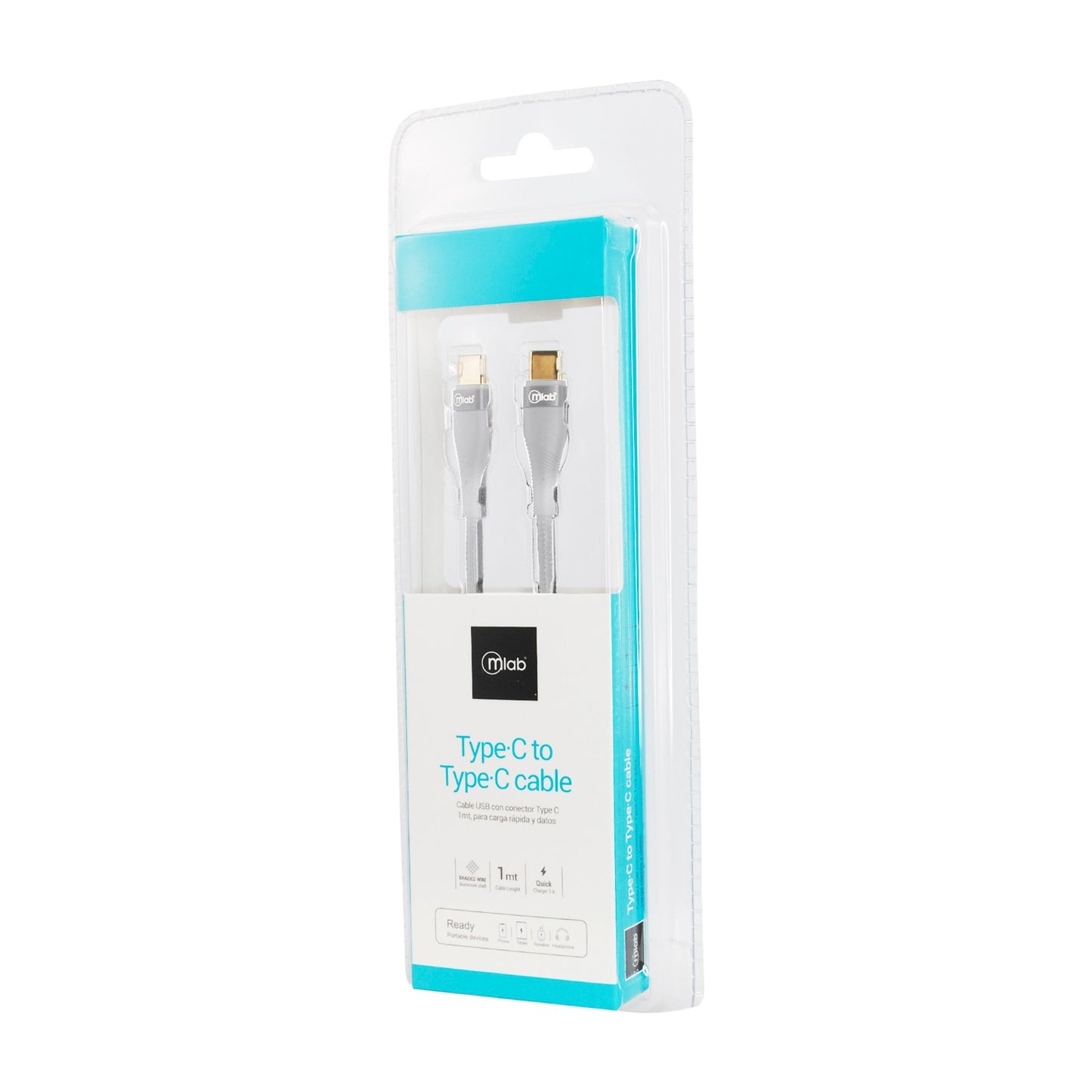 Conductor USB estándar C a estándar C tonalidad gris – Mlab