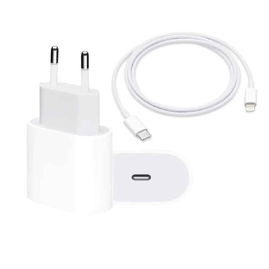 Adaptador de Energía Rápida de 20W acompañado de Cordón Lightning para dispositivos iPhone