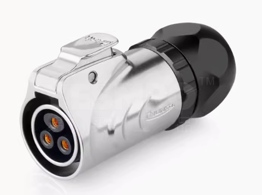 Conector circular metálico LP-20, 3 pines, hembra, formato volante (PE), IP68, 500V, 20A