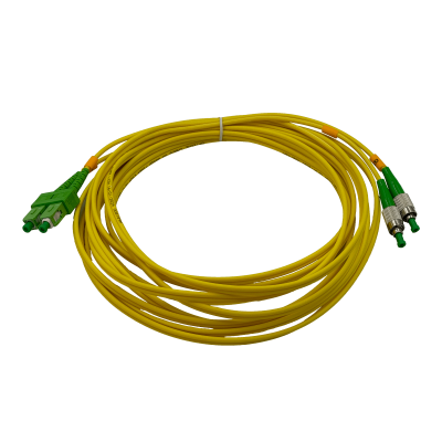 JFSAH5. Latiguillo de fibra óptica dúplex monomodo SM de 5 m, conectores SC/APC-FC/APC, núcleo 9/125 µm, cable de 3 mm