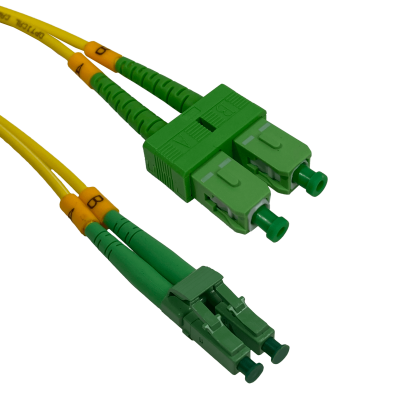 JFSAB2. Cable de fibra óptica monomodo SM dúplex SC/APC a LC/APC de 2 metros, 9/125 µm, 3 mm