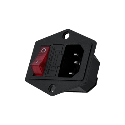 C14P Conector de Alimentación C14 con Interruptor y Portafusible-3A Fijación por Tornillos 220Vac 10A