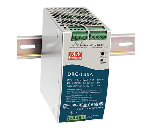 Fuente de poder riel DIN con UPS 180W DRC-180 - 27.6V / 27.6V