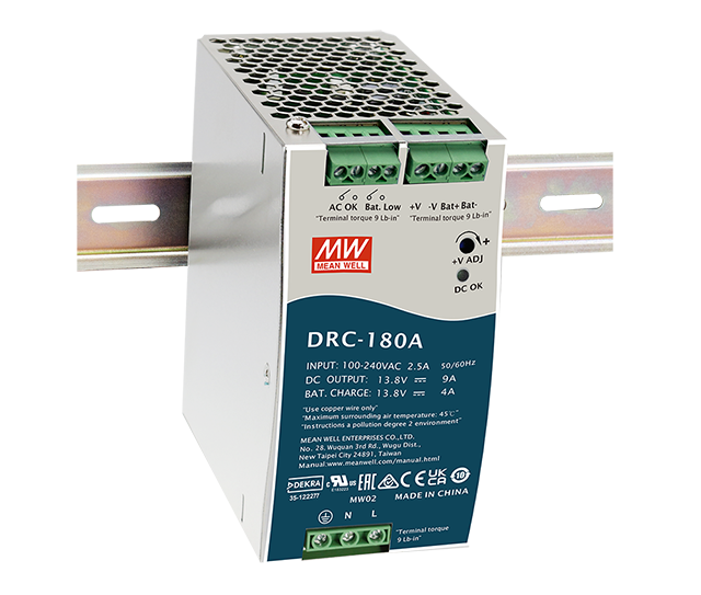 Fuente de poder riel DIN con UPS 180W DRC-180 - 13.8V / 13.8V