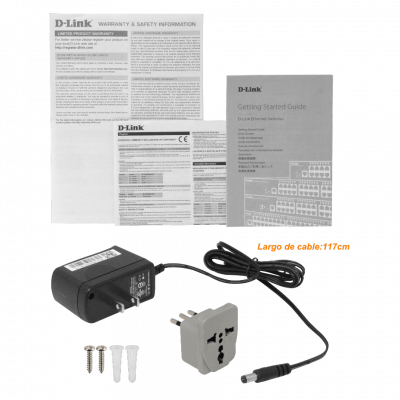 DGS-1100-08V2 D-LINK versión 2, switch inteligente de 8 puertos 1000, formato no rackeable, con fuente de alimentación externa de 5V/1A